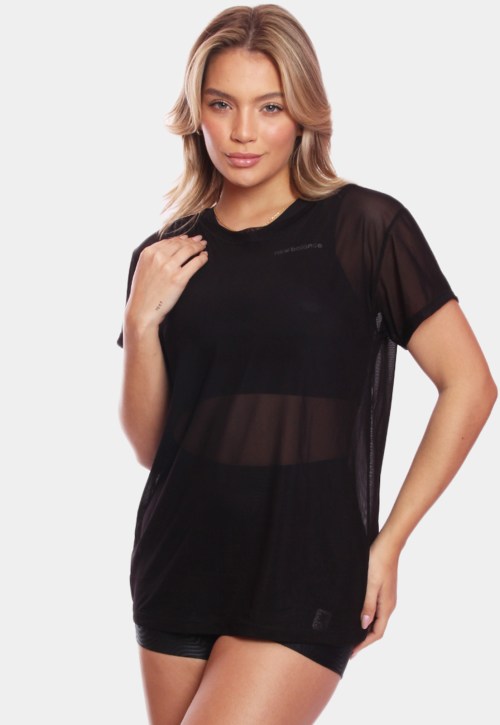 Blusa Manga Curta Tule